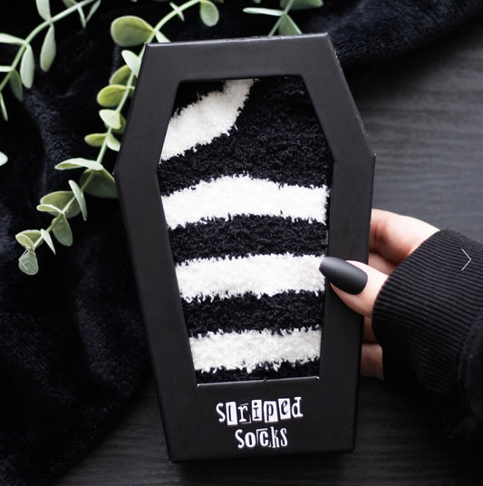 STRIPED SOCKS IN COFFIN GIFT BOX