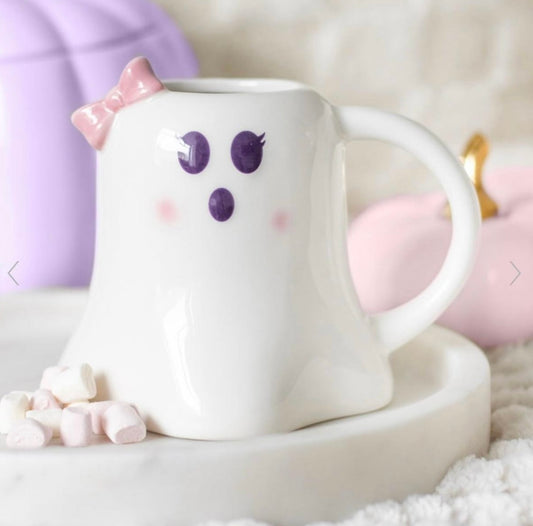 MISS BOO GHOST SHAPED MUG WITH BOW