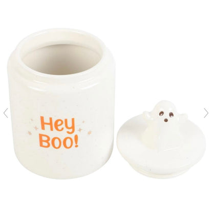 HEY BOO GHOST STORAGE JAR