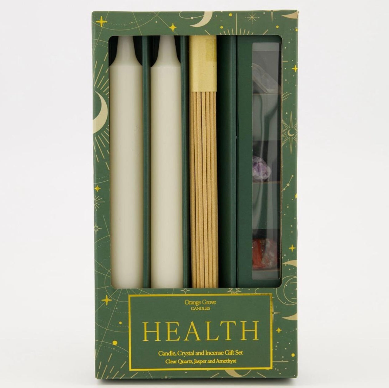 ORANGE GROVE Health Candle & Incense crystal Gift Set