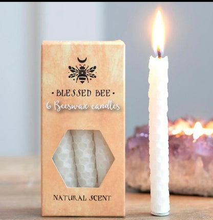 PACK OF 6 WHITE BEESWAX SPELL CANDLES