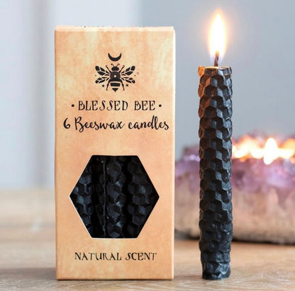 PACK OF 6 BLACK BEESWAX SPELL CANDLES