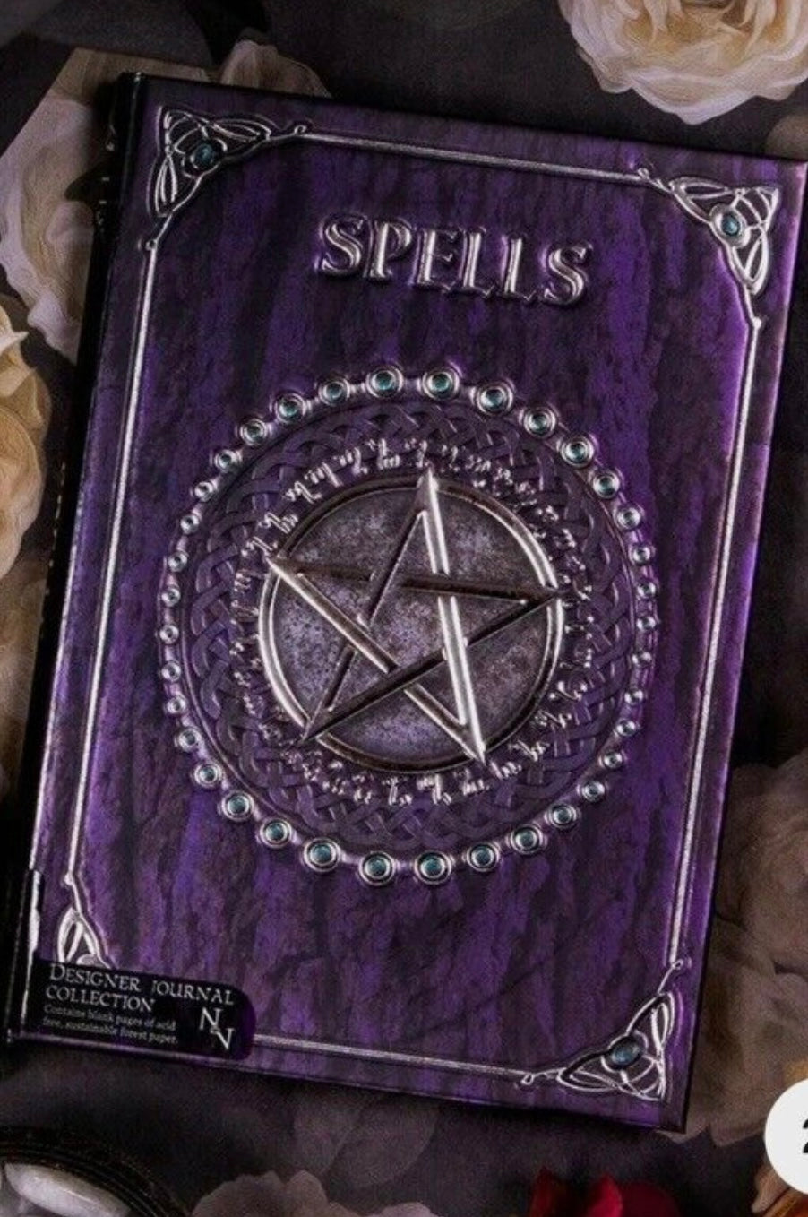 Embossed Spell Book Purple 17cm