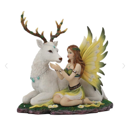 Adoration 23.5cm Adoration stag and spring fairy medium figurine