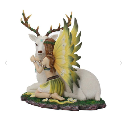 Adoration 23.5cm Adoration stag and spring fairy medium figurine