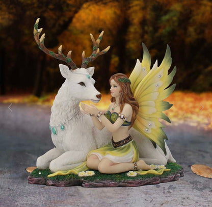 Adoration 23.5cm Adoration stag and spring fairy medium figurine