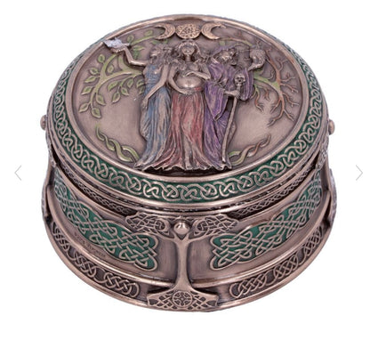 Bronze Maiden Mother Crone Triple Moon Pagan Trinket 9.5cm