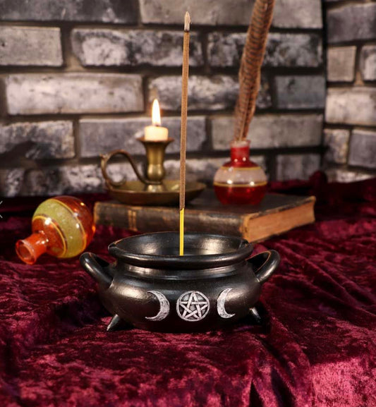 Cauldron Bubble Witch Wiccan Incense Stick Burner 13cm