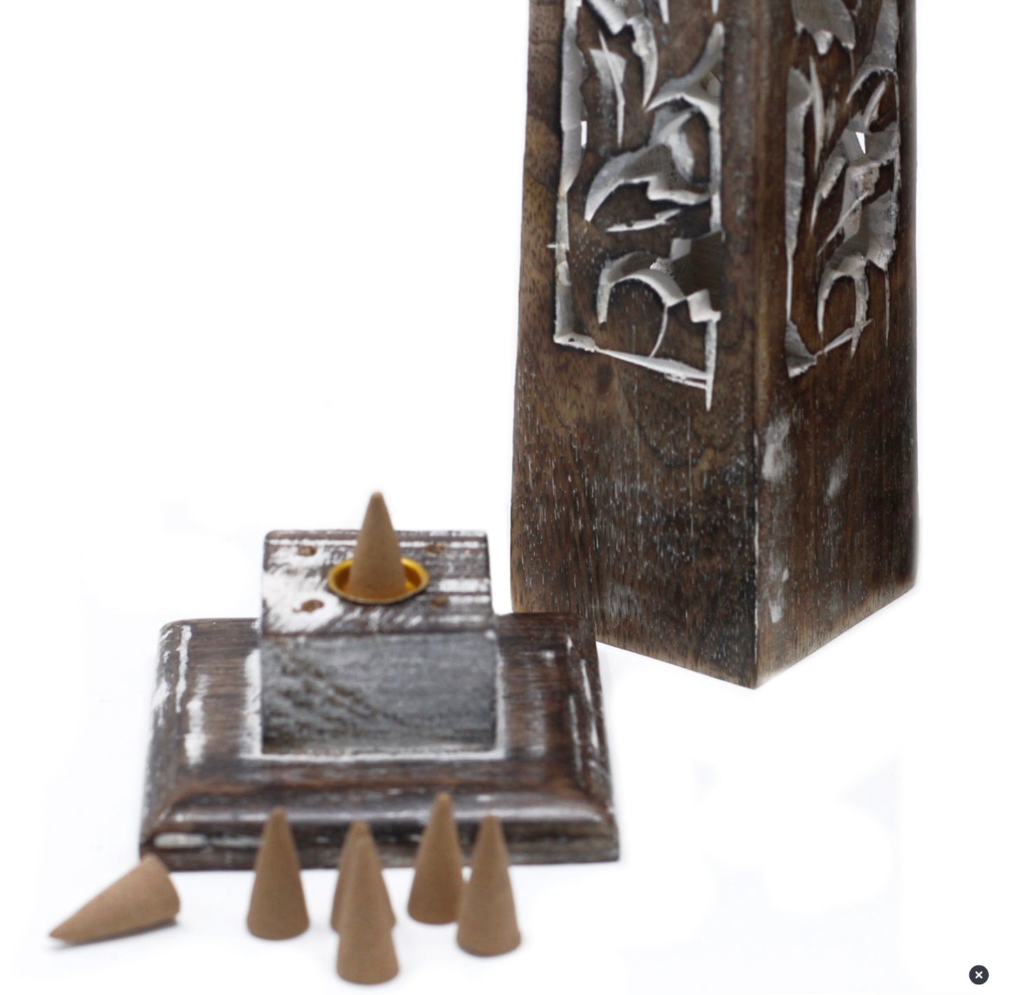 Tapered Incense Tower Washed  Mango Wood